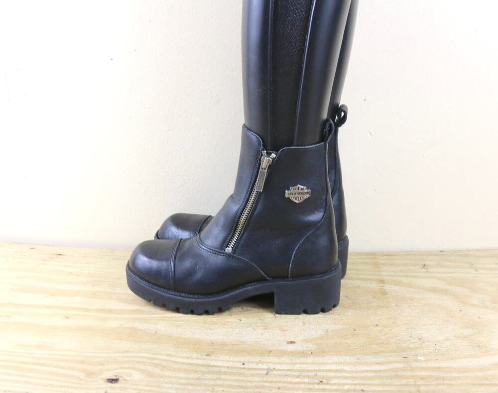 Harley Davidson Boots 6.5 Black Leather Amherst Ankle Bootie Biker Moto